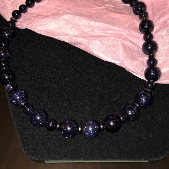 🌷Blue Sandstone and Hematite Necklace - Picture 3 of 4
